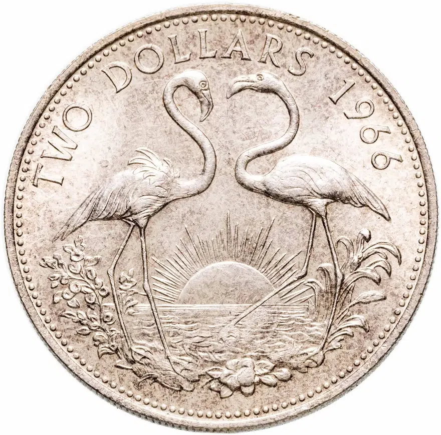 Багамы 2 доллара (dollars) 1966, аверс