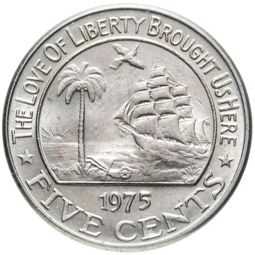 Либерия 5 центов (cents) 1975, реверс