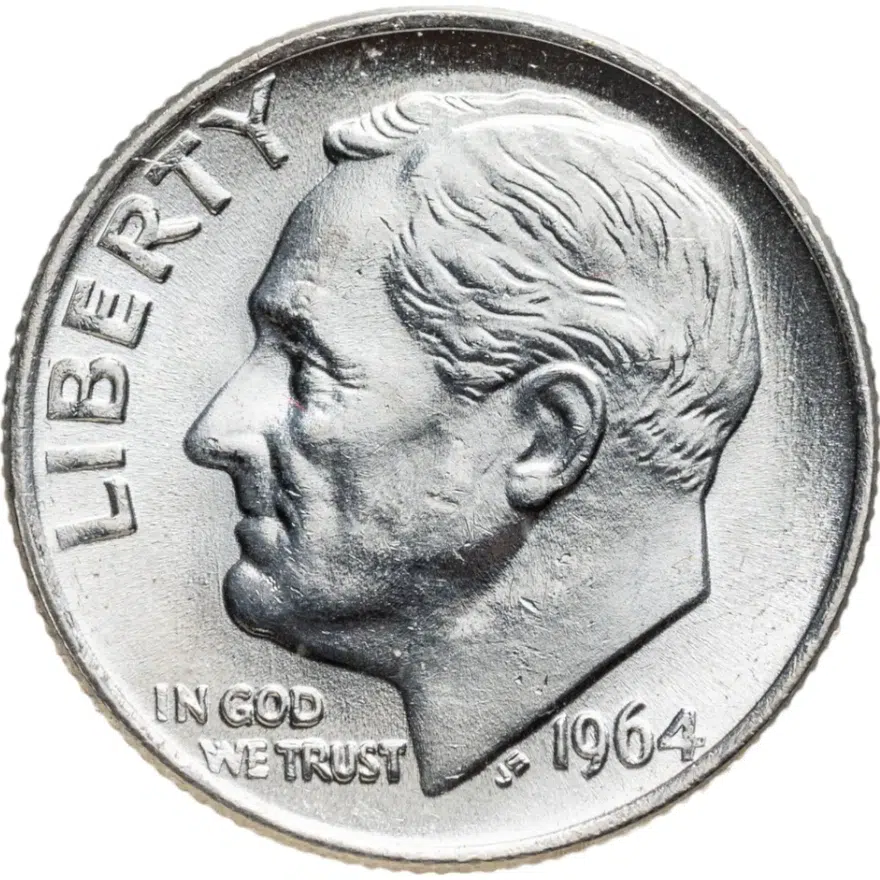 США 10 центов (дайм, one dime) 1964 Silver Roosevelt Dime (Рузвельт)