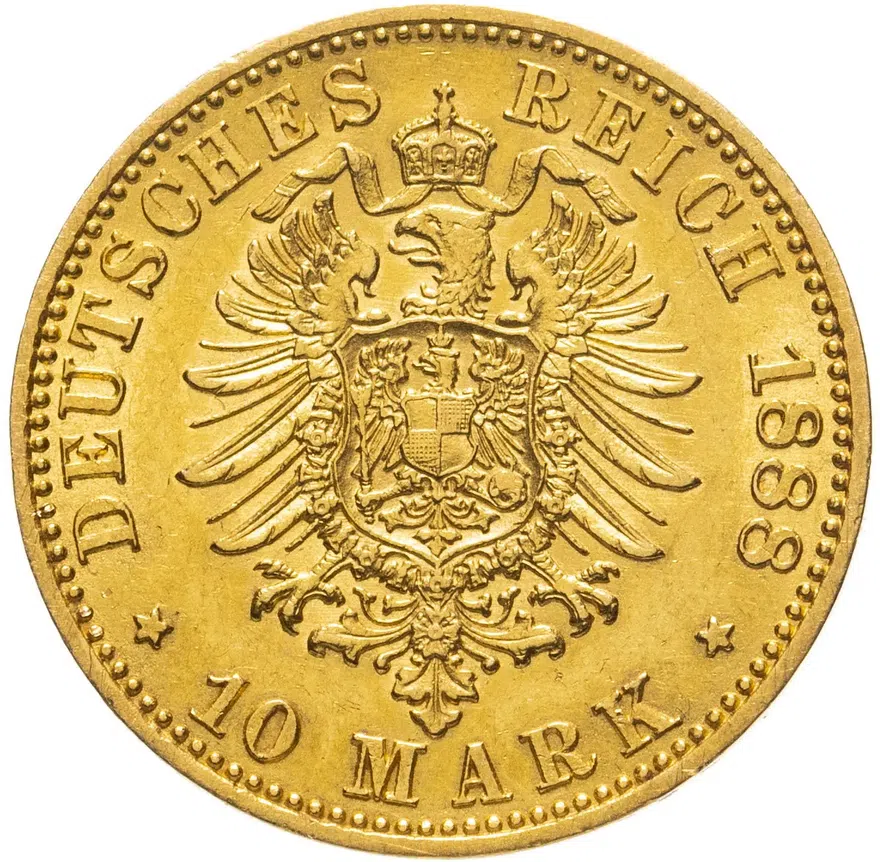 Германия (Империя) 10 марок (mark) 1888  Фридрих III, реверс