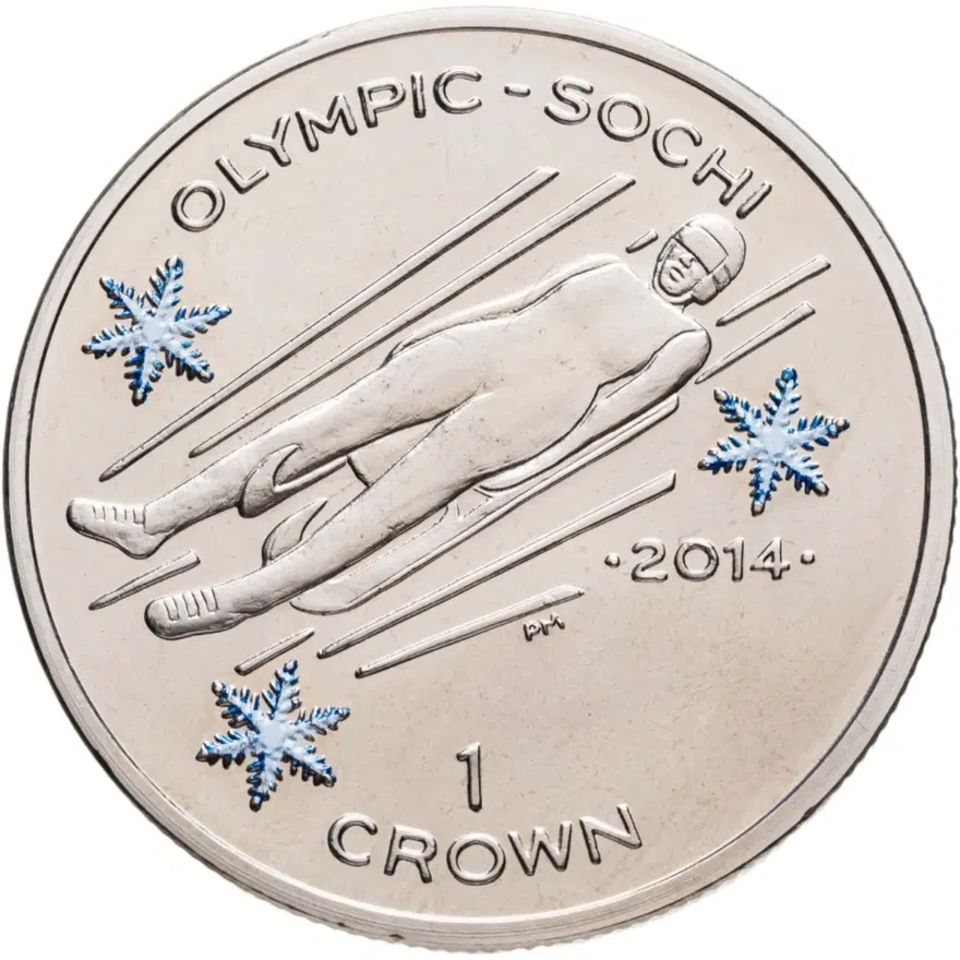 Остров Мэн 1 крона (crown) 2013 "XXII зимние Олимпийские Игры, Сочи 2014 - санный спорт", аверс