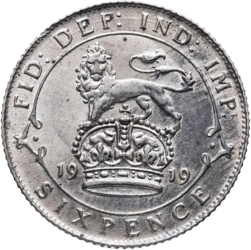 Великобритания 6 пенсов 1919, реверс