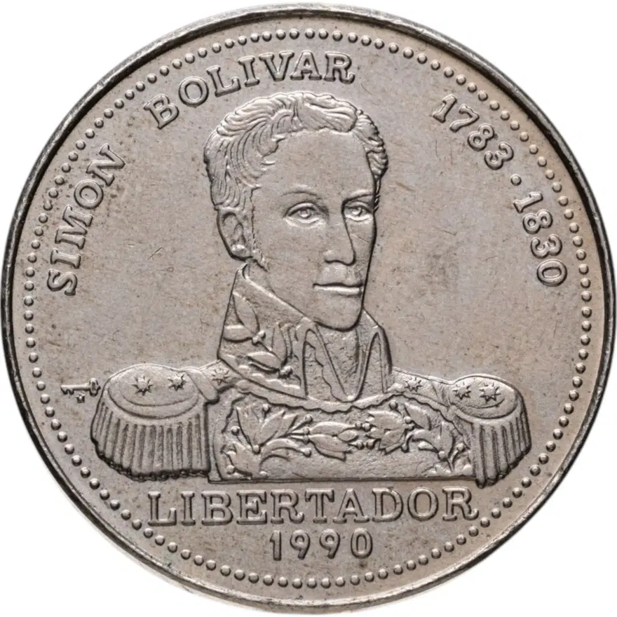 Куба 1 песо (peso) 1990  Симон Боливар, аверс