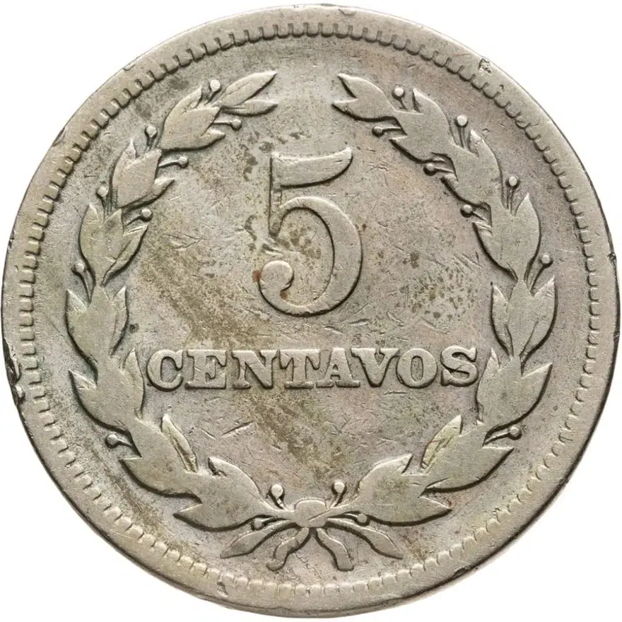 Сальвадор 5 сентаво (centavos) 1944, реверс