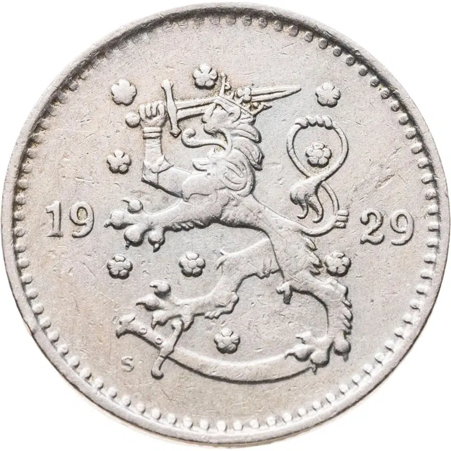 Финляндия 1 марка (markka) 1929, реверс