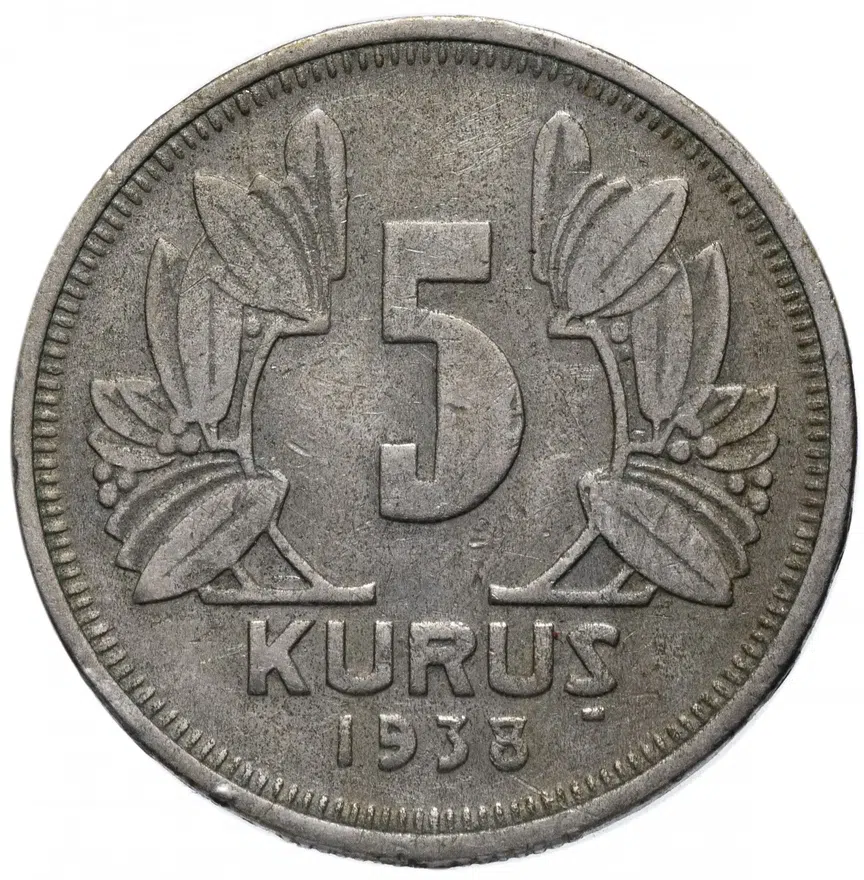 Турция 5 курушей (kurus) 1938