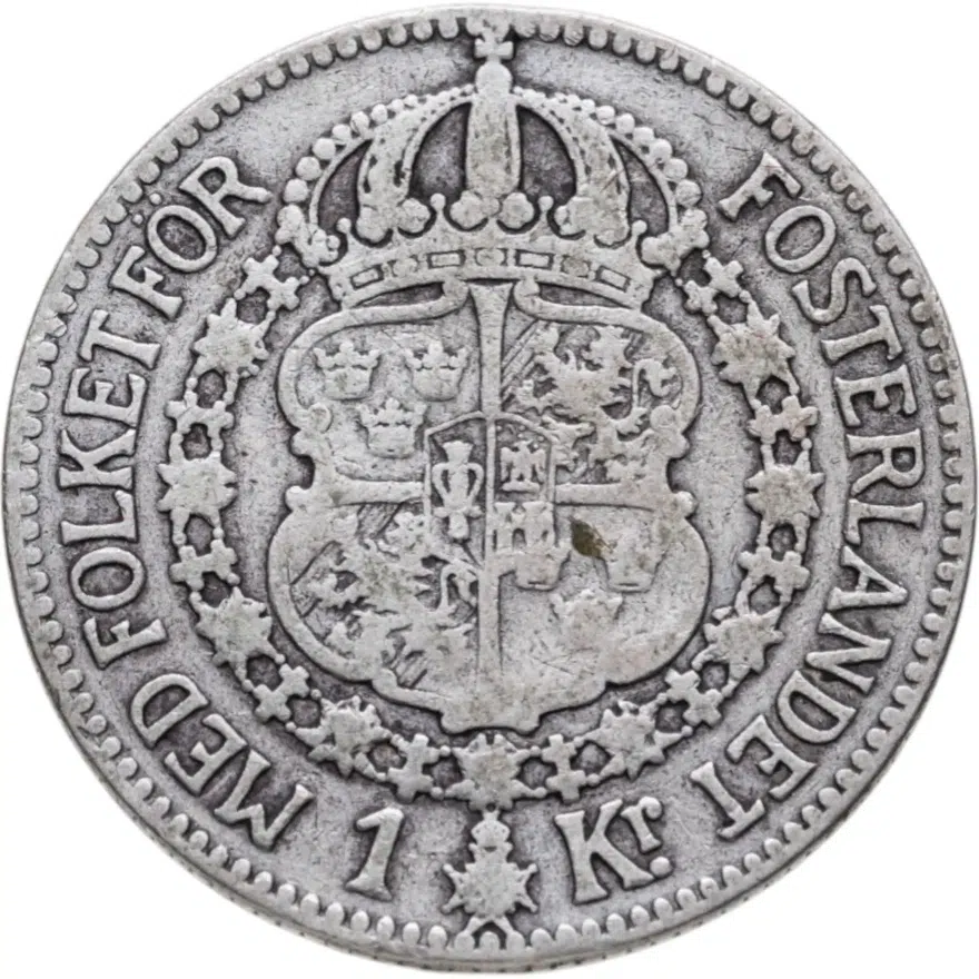 Швеция 1 крона (crown) 1913, реверс