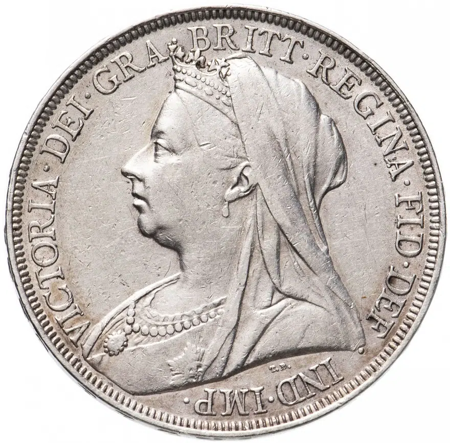 Великобритания 1 крона (crown) 1897  Дата на гурте LXI