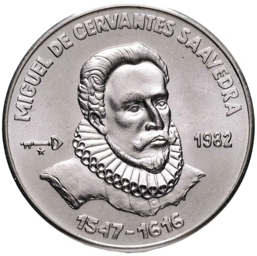 Куба 1 песо (peso) 1982 "Мигель Сервантес - портрет", аверс