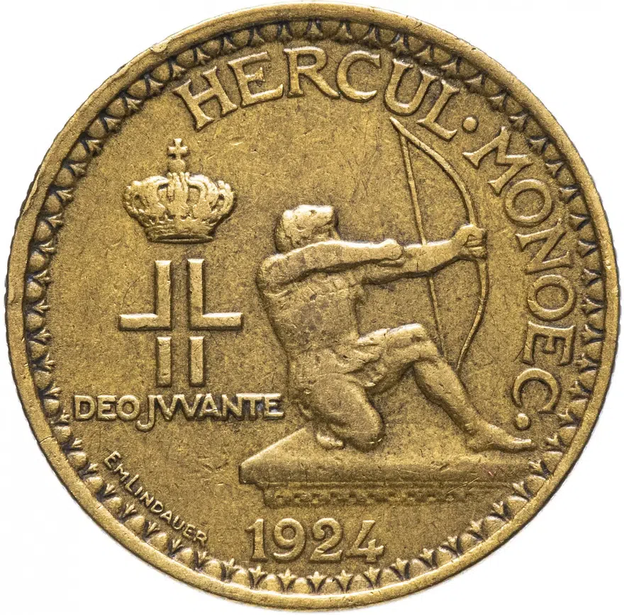 Монако 2 франка (francs) 1924, реверс