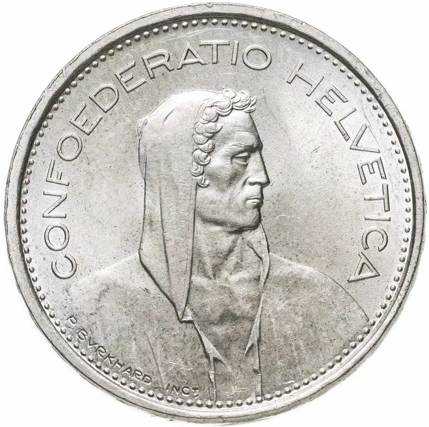 Швейцария 5 франков (francs) 1969, реверс