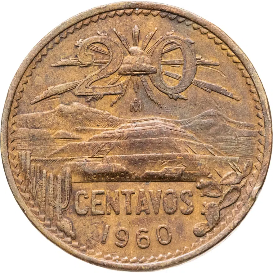 Мексика 20 сентаво (centavos) 1960, аверс