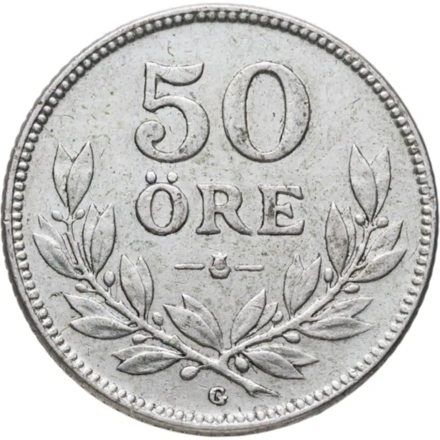 Швеция 50 эре (ore) 1929, реверс