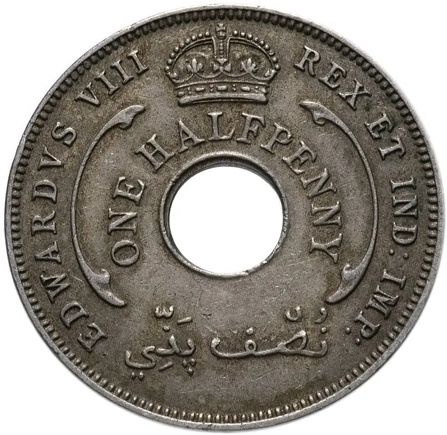 Британская Западная Африка 1/2 пенни (penny) 1936 Без отметки монетного двора Эдуард VIII, аверс