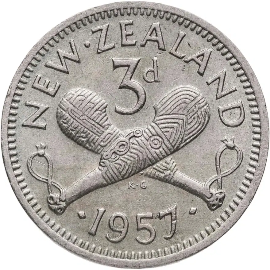 Новая Зеландия 3 пенса (pence) 1957, аверс