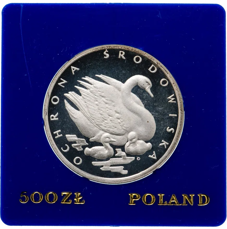Польша 500 злотых (zlotych) 1984 "Охрана окружающей среды - Лебедь", реверс