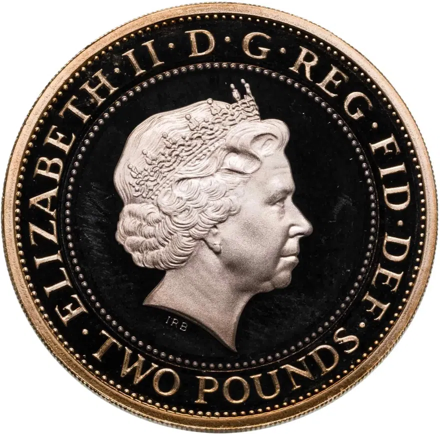 Великобритания 2 фунта (pounds) 2013 Лондонскому метро 150 лет: поезд, реверс