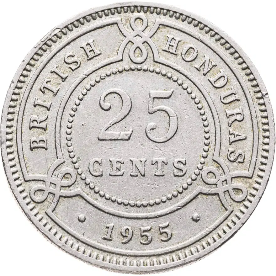 Британский Гондурас 25 центов (cents) 1955