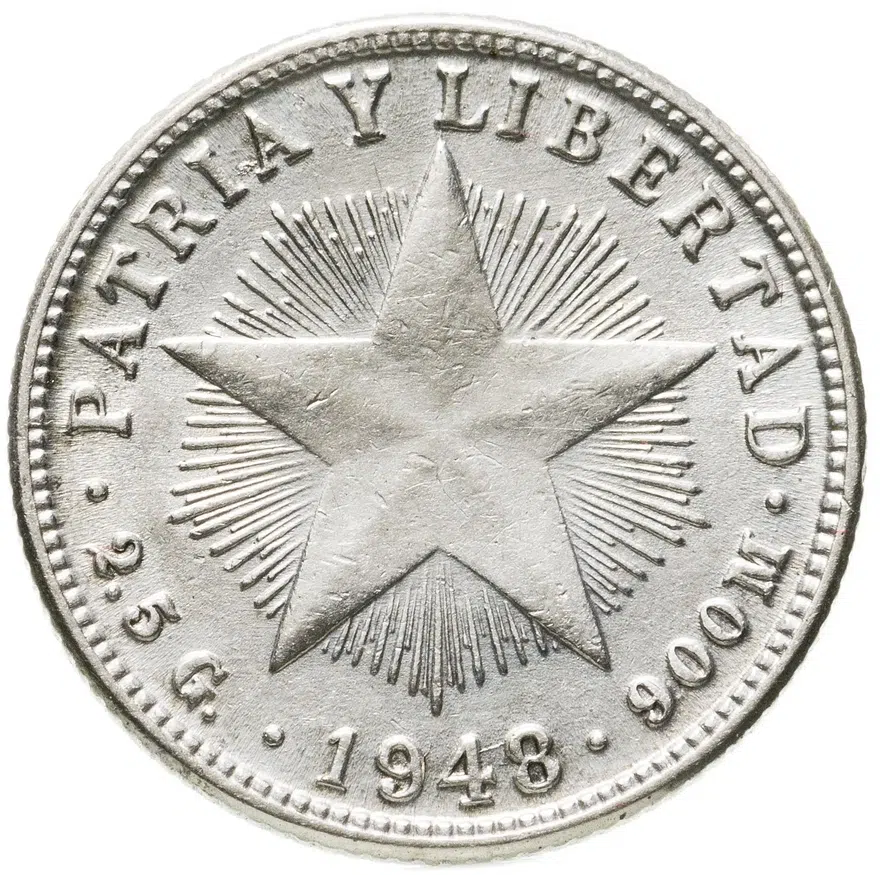 Куба 10 сентаво (centavos) 1948, аверс