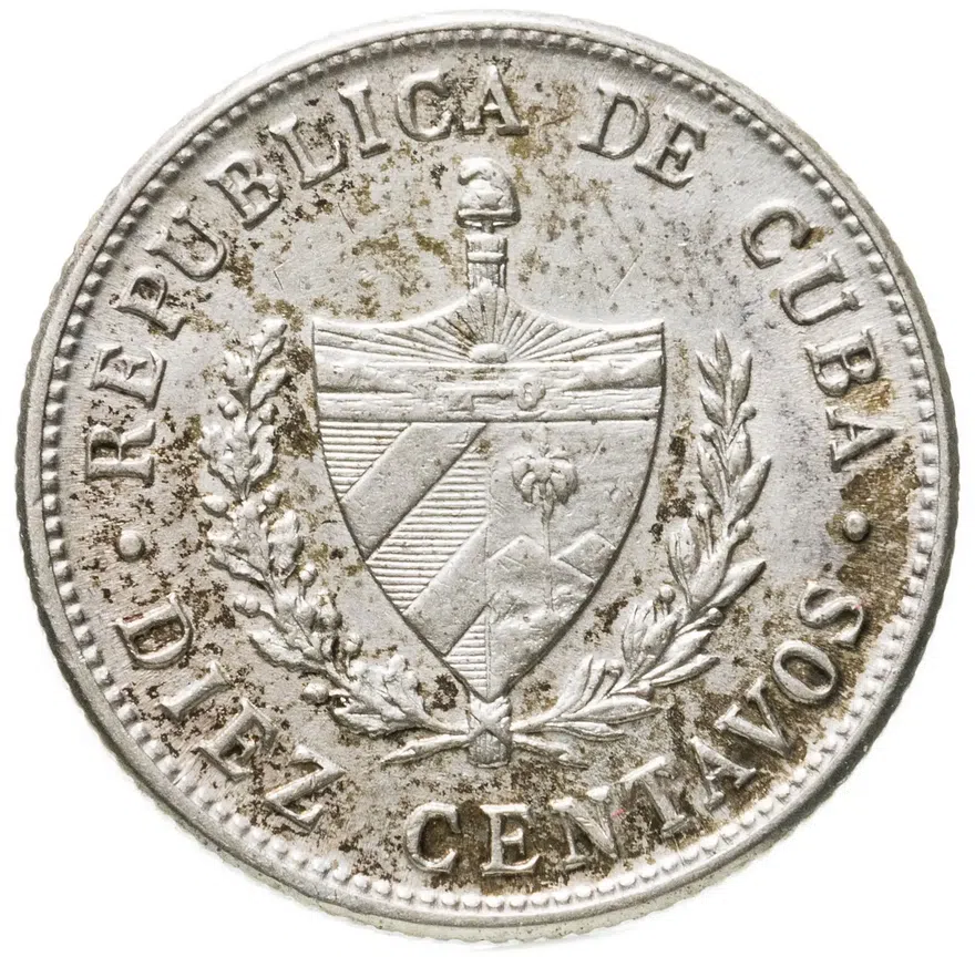 Куба 10 сентаво (centavos) 1948, реверс