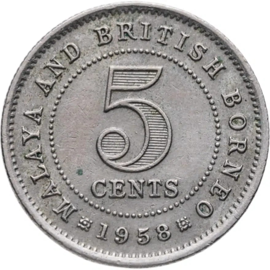 Малайя и Британское Борнео 5 центов (cents) 1958   Без отметки монетного двора