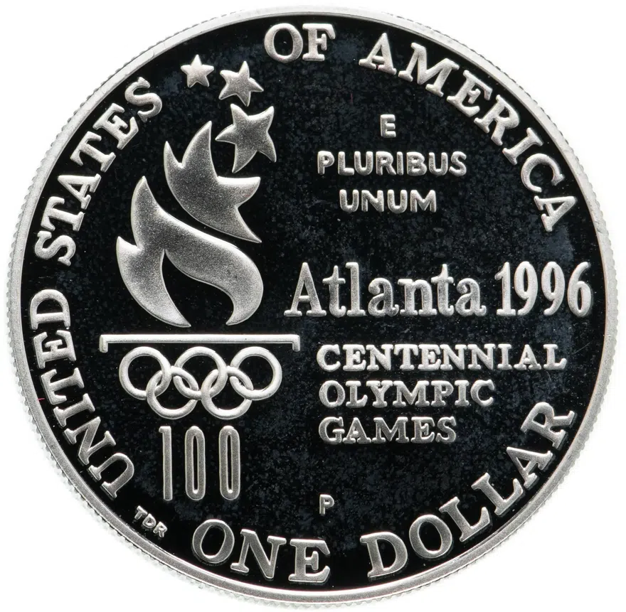 США 1 доллар (dollar) 1996 P "XXVI летние Олимпийские Игры, Атланта 1996 - Теннис", реверс