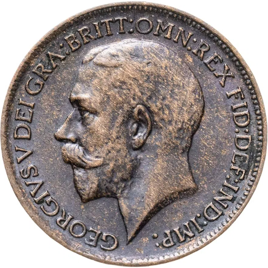 Великобритания 1 фартинг (farthing) 1912, аверс