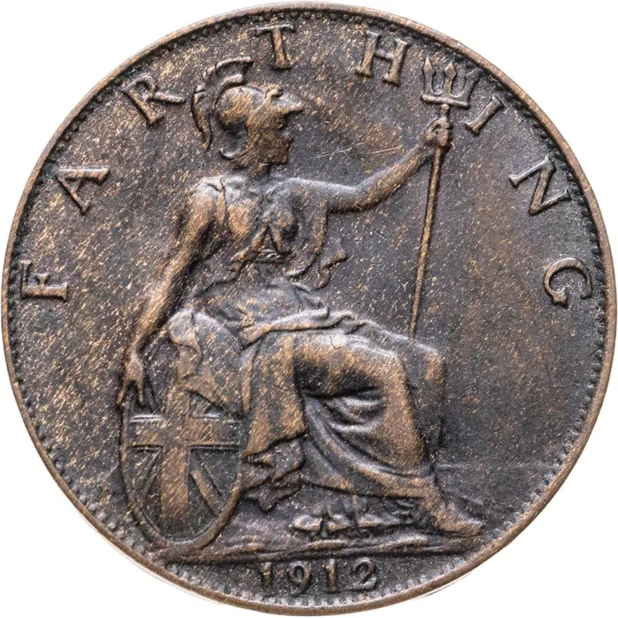 Великобритания 1 фартинг (farthing) 1912, реверс