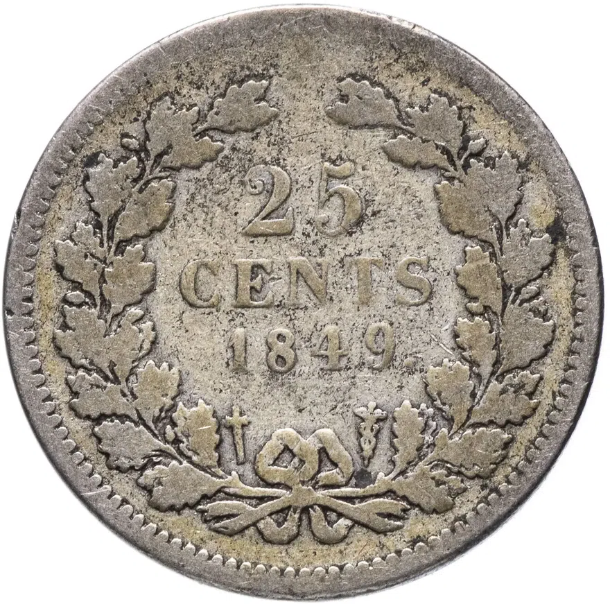 Нидерланды 25 центов (cents) 1849