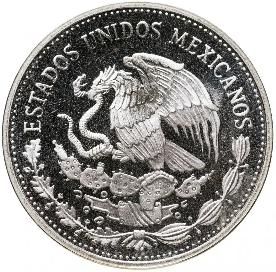 Мексика 50 песо (pesos) 1985 Чемпионат мира по футболу 1986 - Ведение мяча, реверс