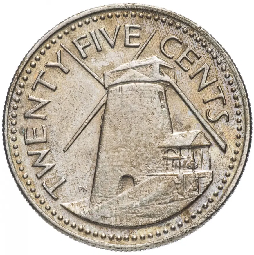 Барбадос 25 центов (cents) 1973 Без отметки монетного двора