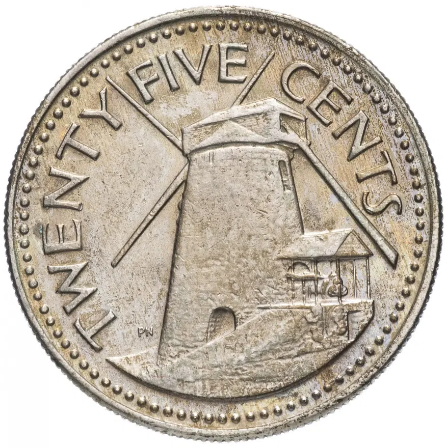 Барбадос 25 центов (cents) 1973 Без отметки монетного двора, реверс