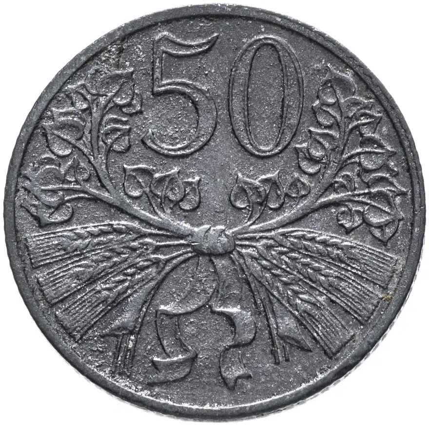 Богемия и Моравия 50 геллеров (heller) 1943, реверс