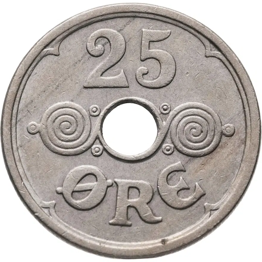 Дания 25 эре (ore) 1940, реверс