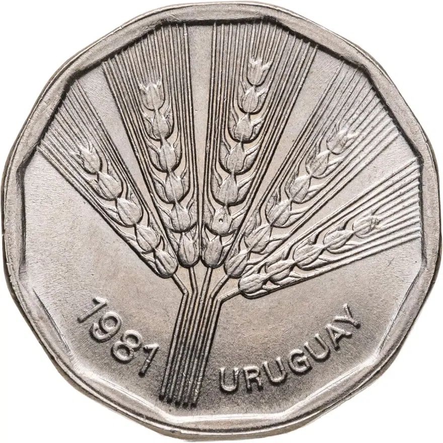 Уругвай 2 новых песо (nuevos pesos) 1981  ФАО - Международный день еды, реверс