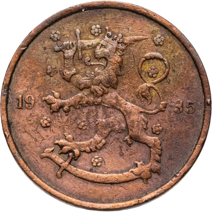 Финляндия 5 пенни (pennia) 1935, реверс