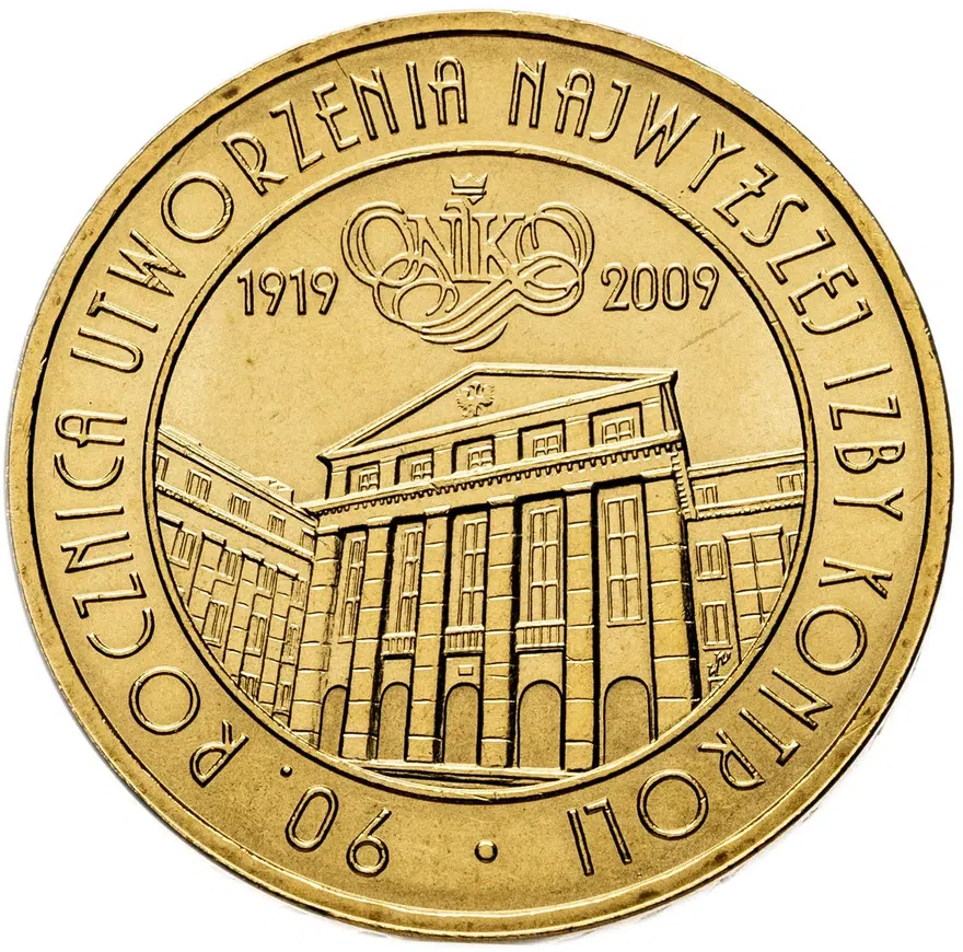 Польша 2 злотых (zlote) 2009  90 лет Верховной Палате Контроля, аверс