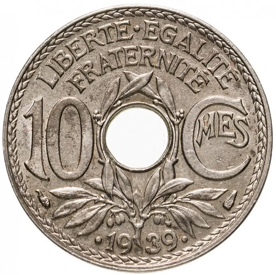 Франция 10 сантимов (centimes) 1939, аверс