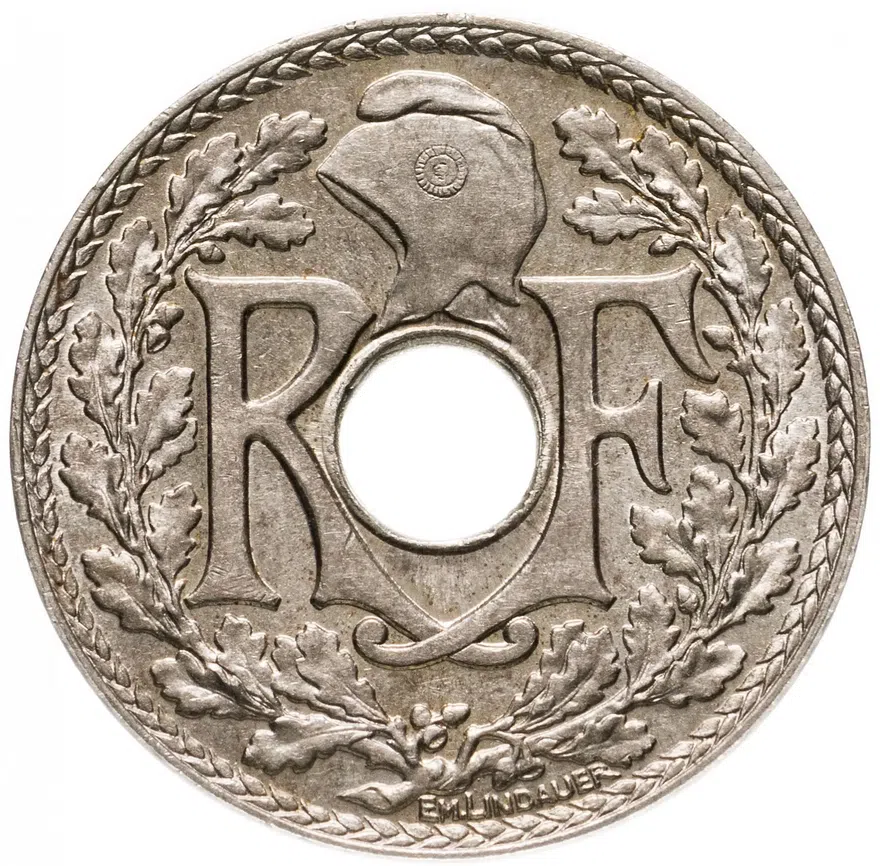 Франция 10 сантимов (centimes) 1939, реверс