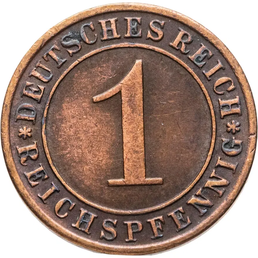 Германия 1 рейхспфенниг (reichspfennig) 1935 D  знак монетного двора "D" — Мюнхен