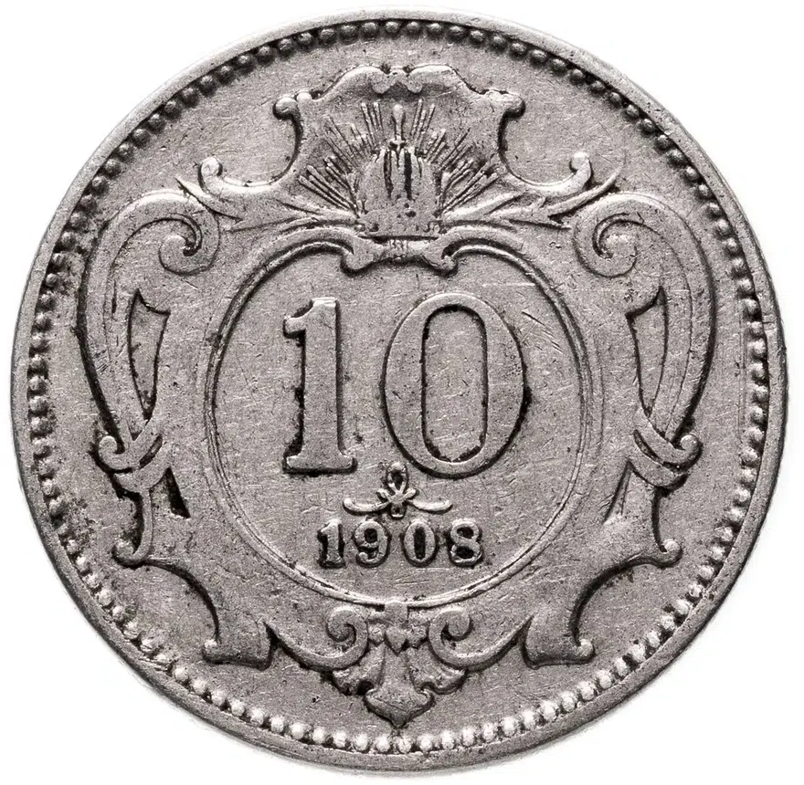 Австрия 10 геллеров (heller) 1908
