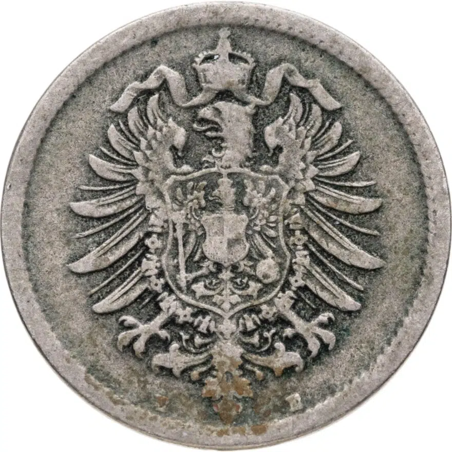 Германия 10 пфеннигов (pfennig) 1875 E  знак монетного двора: "E" - Дрезден, реверс