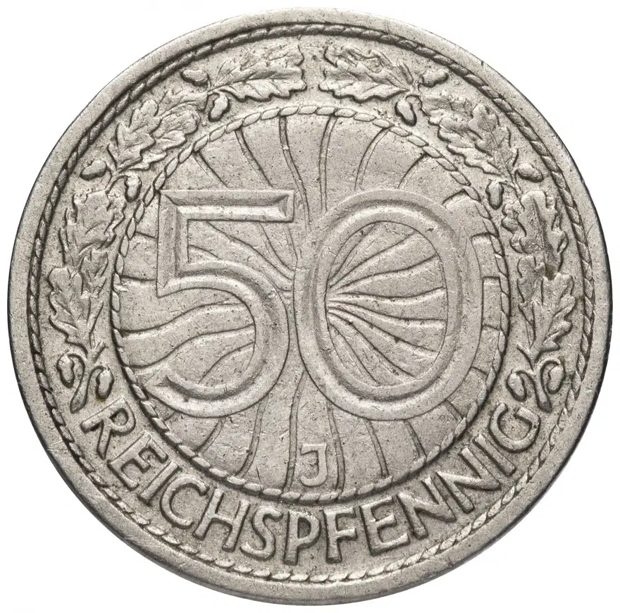 Германия 50 рейхспфеннигов (reichspfennig) 1928 J