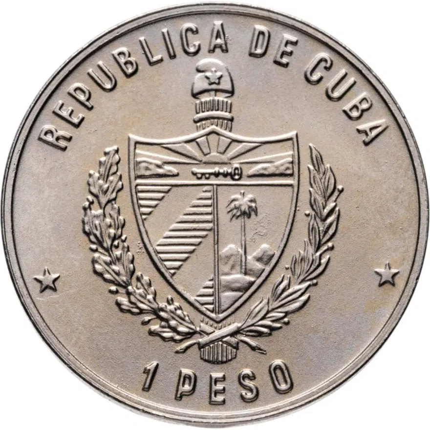 Куба 1 песо (peso) 1983  XIV зимние Олимпийские игры, Сараево 1984 - Горнолыжник, реверс