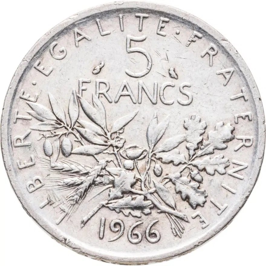 Франция 5 франков 1966, реверс