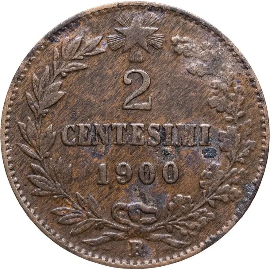 Италия 2 чентезимо (centesimi) 1900