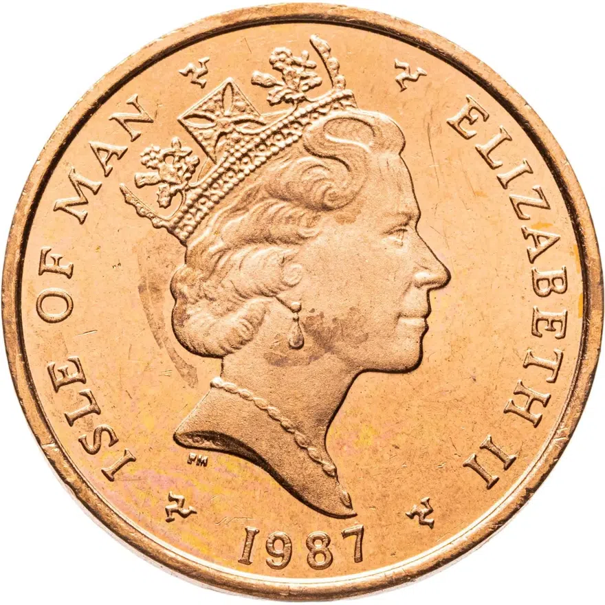 Остров Мэн 2 пенса (pence) 1987 AA, аверс