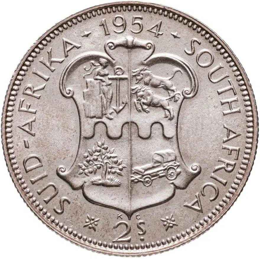ЮАР 2 шиллинга (флорин, shillings) 1954, реверс