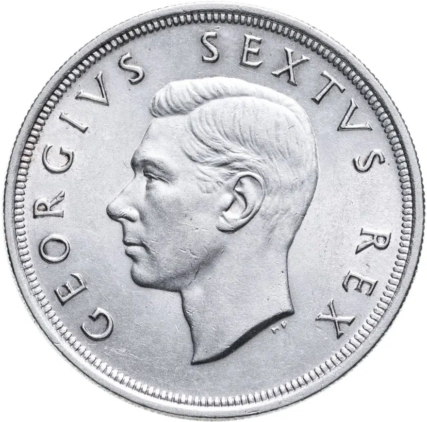ЮАР 5 шиллингов (shillings) 1952  300 лет основанию Кейптауна, аверс