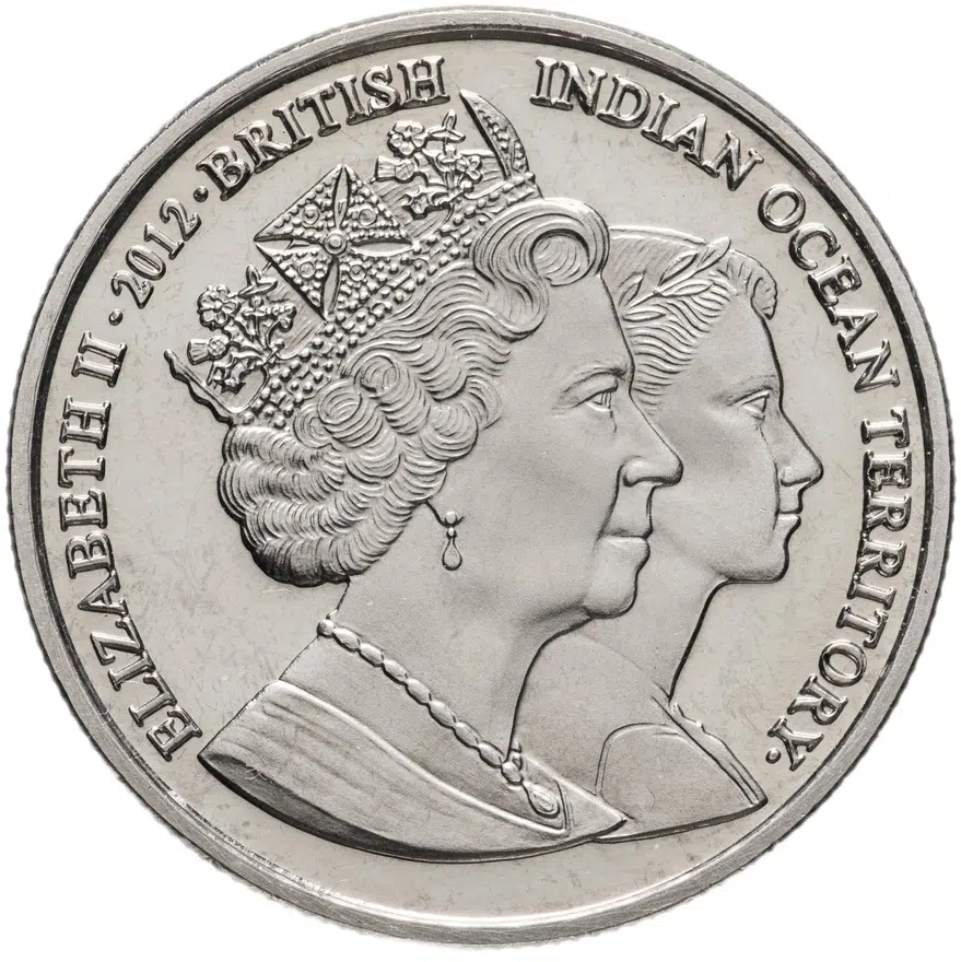 Британская территория Индийского океана 2 фунта (pounds) 2012  Жизнь Елизаветы II (Елизавета и Маргарет), аверс